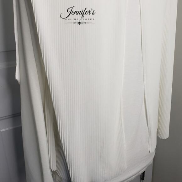 Chelsea & Theodore White Pleated Chiffon & Knit Long Sleeve Blouse Size M - Picture 7 of 10